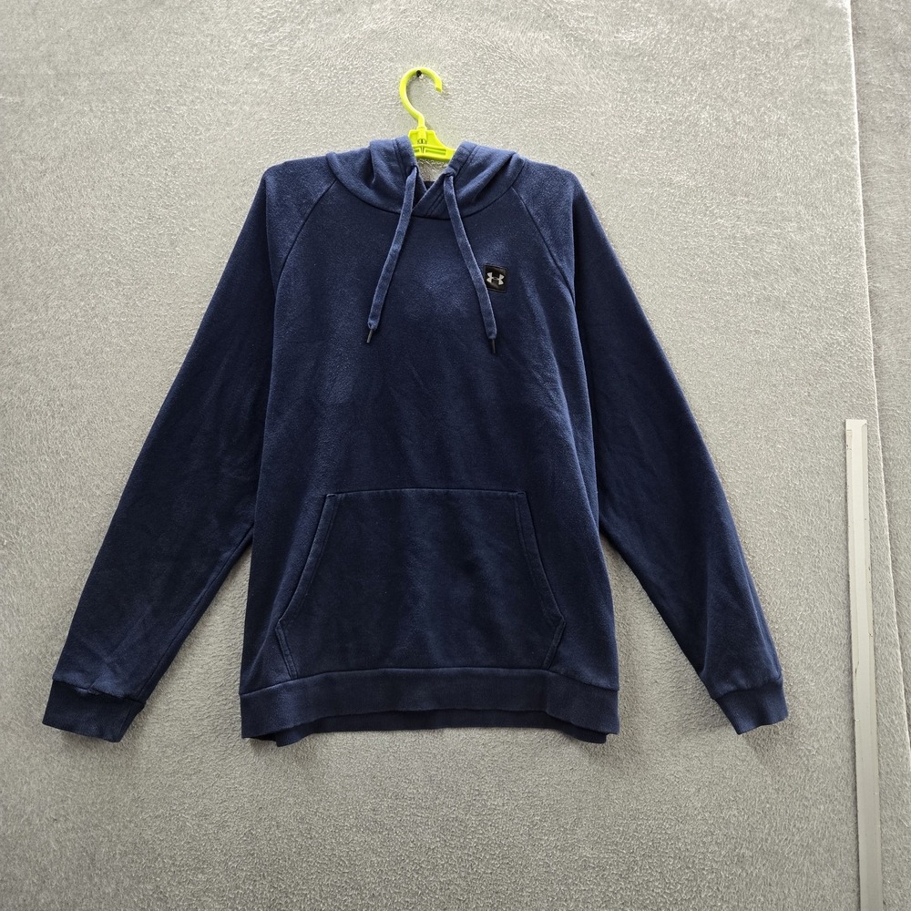 Under Armour Men Hoodie XXL Navy Blue Fleece Activewear Logo READ